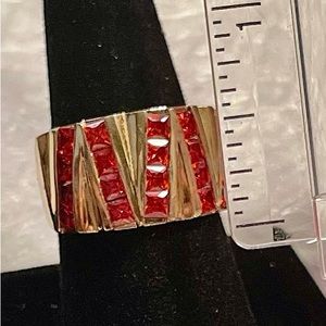 Red Garnet on Gold plated over 925 Silver ring, sz 10